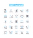 Deep learning vector line icons set. Deep, Learning, Neural, Networks, AI, Machine, Learning illustration outline