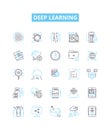 Deep learning vector line icons set. Deep, Learning, Neural, Networks, AI, Machine, Learning illustration outline