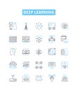 Deep learning vector line icons set. Deep, Learning, Neural, Networks, AI, Machine, Learning illustration outline
