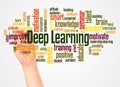 Deep Learning word cloud and hand with marker concept