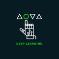 Deep machine learning linear icon in two colors. Vector icon of robot training.