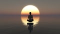 Deep meditation on the ocean at sunset -3D Rendering