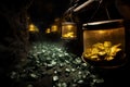 A deep mine, revealing large specimens of uranium ore Royalty Free Stock Photo