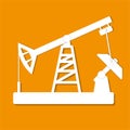 The deep oil pump icon is white with a shadow. Isolated on orange background Royalty Free Stock Photo