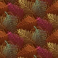 Deep orange magic pattern with tropical leaves