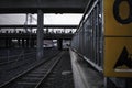 Deep perspective of rails at a tram station Royalty Free Stock Photo