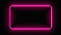 Deep pink neon rectangular frame with rounded corners in a dark void Royalty Free Stock Photo