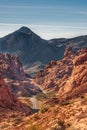 Deep portrait of meandering road, Valley of Fire, Nevada, USA