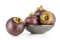 Deep purple mangosteen isolated on white