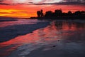 Deep purple and orange sunset looking towards Anacapa Island, Ventura, California, USA