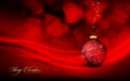 Deep Red Christmas Greeting with Floral Globe Royalty Free Stock Photo