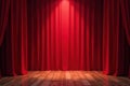 Deep red curtain backdrop, spotlight center stage, drape, texture, red Royalty Free Stock Photo