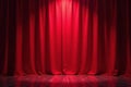 Deep red curtain backdrop, spotlight center stage, drape, red Royalty Free Stock Photo