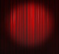 Deep Red Curtain With Spotlight