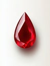 Deep Red Drop-Shaped Gem Isolated on White Background Royalty Free Stock Photo