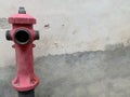 A Deep Red Fire Hydrant Sits in Front of an Old gray Wall Royalty Free Stock Photo