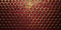 Deep red hexagonal metallic pattern illuminated by soft golden streaks of light. A rich, 3D-textured