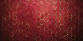 Deep red hexagonal metallic pattern illuminated by soft golden streaks of light. A rich, 3D-textured