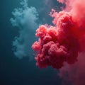 Deep red smoke billows, creating an abstract, textured fog effect in a studio setting , backdrop, fiery, diffuse