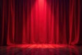Deep red stage drapes illuminated by a single spotlight , curtain, spotlight, magic Royalty Free Stock Photo