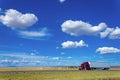 Deep red truck moving along a highway Royalty Free Stock Photo