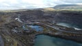 Large limestone quarry in Clitheroe, Ribble valley. Deep excavation quarrying for rocks