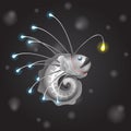 Deep sea angler fish on black isolated background. Vector image Royalty Free Stock Photo