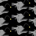 Deep-sea anglerfish seamless pattern