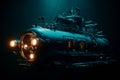 Deep-sea bathyscaphe explores the vast expanses of the ocean Royalty Free Stock Photo