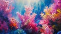 The deep sea comes alive in a burst of electric colors as if an artists brush has painted the coral landscape with Royalty Free Stock Photo