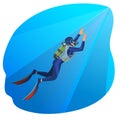 Deep sea diver swimming man on vector illustration Royalty Free Stock Photo