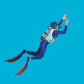 Deep sea diver with equipment on vector illustration Royalty Free Stock Photo