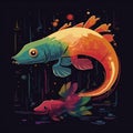Deep sea dragonfish with rainbow color , illustration, Generative AI Royalty Free Stock Photo