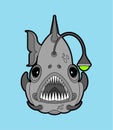 Deep sea fish. Angler isolated. vector illustration Royalty Free Stock Photo