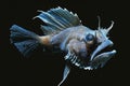 Deep sea fish swimming in dark water Royalty Free Stock Photo