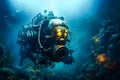 Deep sea submarine in ocean. Royalty Free Stock Photo