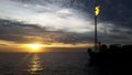 Sunset at sea, FPSO oil and gas