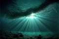 deep sea or under the deep water horizon sun rays Generative AI