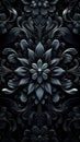 Deep shades of blue and black coalesce into an ascending floral motif, exuding a sense of nocturnal elegance and