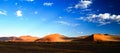 Deep shadows on Sossusvlei dunes at sunrise in Namib desert