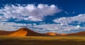 Deep shadows on Sossusvlei dunes sunrise in Namib desert Namibia