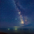 Deep sky astrophotography. Milky Way over the sea Royalty Free Stock Photo