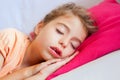 Deep sleeping children girl closeup portrait Royalty Free Stock Photo