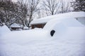 Deep snow from a blizzard covers mailbox Royalty Free Stock Photo