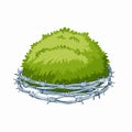 A deep, soft green moss has completely overgrown a tangled, discarded coil of sharp barbed wire Royalty Free Stock Photo