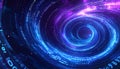 Deep Space Digital Vortex with Swirling Binary Code and Cosmic Light abstract data Royalty Free Stock Photo