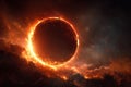 Deep Space Fiery Eclipse Dark Shadows Surrounding Glowing Sun Royalty Free Stock Photo