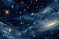 Deep space filled with celestial bodies, glowing galaxies, and shining constellations Royalty Free Stock Photo
