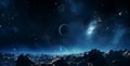 A deep space full of stars and planets, digital concept cinematic widescreen