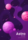 Deep space futuristic cartoon background, cover, brochure templa